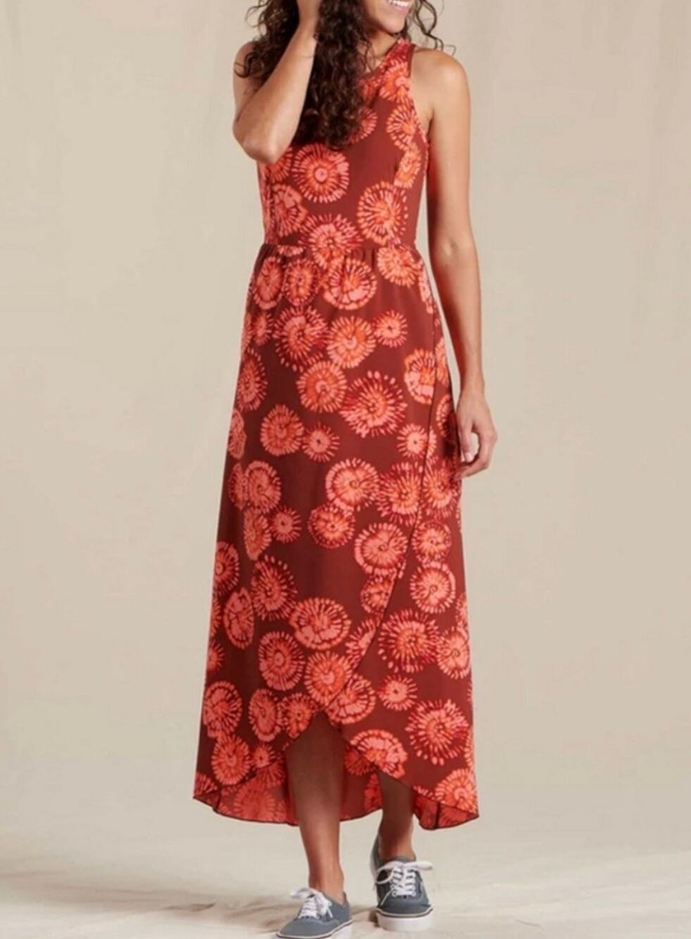 Toad & Co Sunkissed Maxi Dress Grenadine Tie Dye Print Medium UPF 50+ Beach